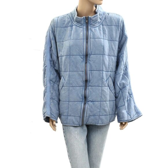 Free People Dolman Quilted Knit Jacket Top Oversized Slouchy M New 285509 - Picture 2 of 9